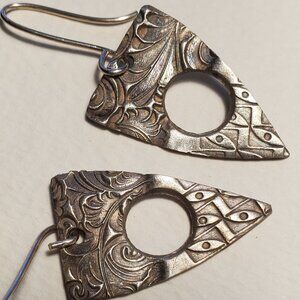 Handmade Fine Silver Embossed Earrings